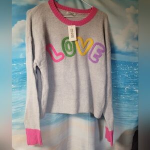 Major Label NWT Love‎ Sweater Womens Size Medium Valentines Day